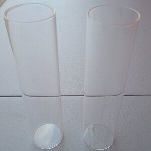 Cylindrical Smooth Clear Glass Flower Vase 8 inches tall Modern Style